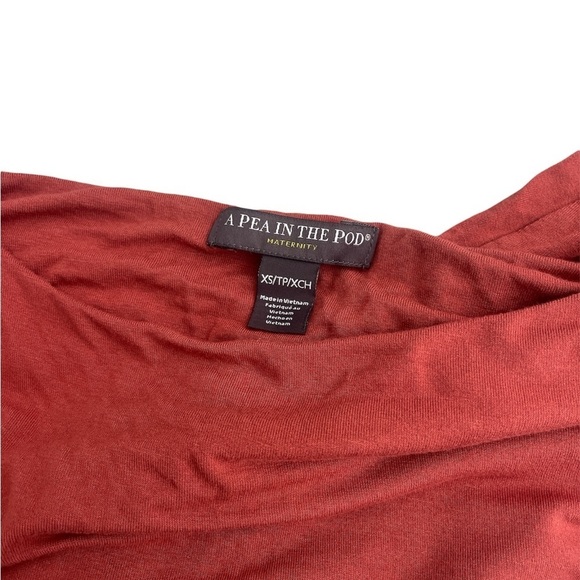 A Pea In The Pod Maternity Burnt Orange Short Sleeve Fall Dress Cinch Side XS - Picture 5 of 6